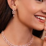 Rose Gold Plated Necklace and Earrings with Teardrop Design