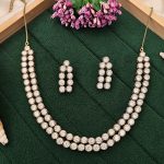 Mehendi Polish Double Line CZ Diamond Necklace Set with Earrings – Beautiful Look for Her